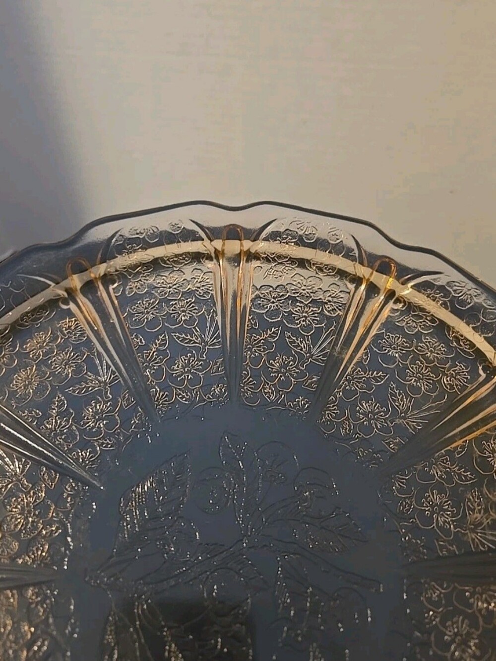 Cherry Blossom Pink Depression Glass Serving Tray Platter W/Handles - Picture 5 of 10